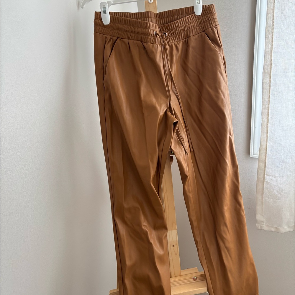 LOFT Tan Faux Leather Pants